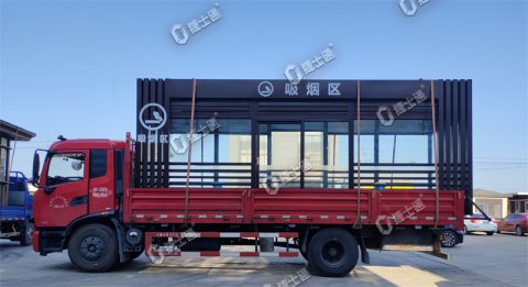 吸煙亭3*7米裝車(chē)發(fā)貨了，這么大的亭子是如何發(fā)走的呢
